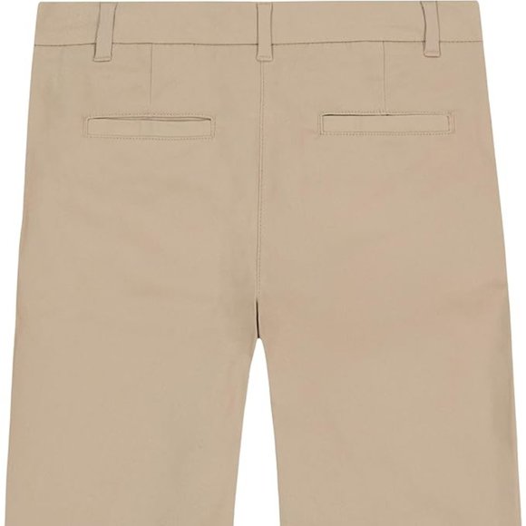 IZOD Girls' Khaki School Uniform Stretch Skinny Bermuda Twill Shorts 12 Regular - Picture 3 of 4